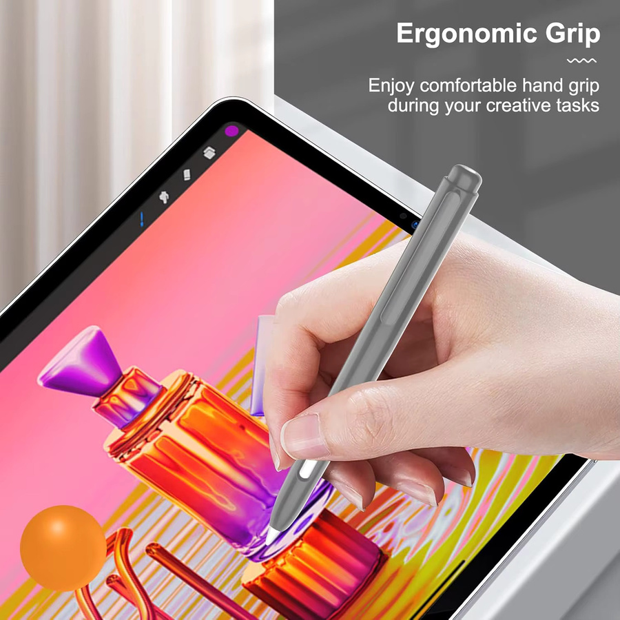 MoKo Holder Case für Apple Pencil 2. Generation, schützende Hülle mit einziehbarem Cover und stabilem Clip in Grau - Bild 5