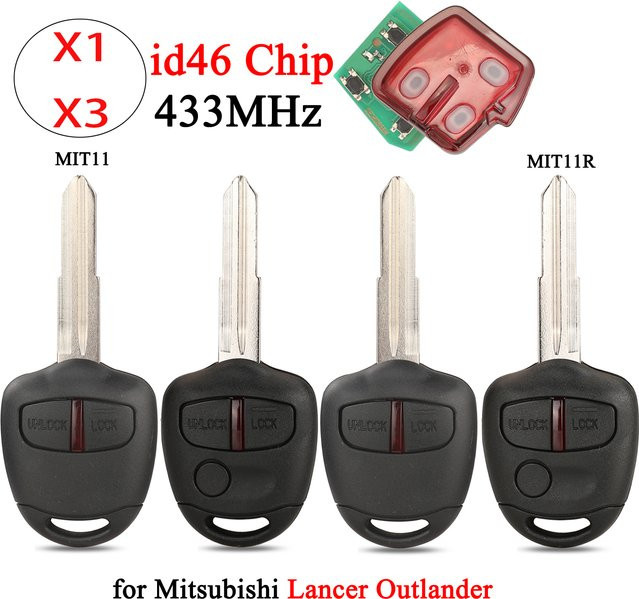 jingyuqin Autoschlüssel Fernbedienung mit ID46 Chip und 434MHz für Mitsubishi Lancer Outlander Shogun Pajero in Schwarz - Bild 1