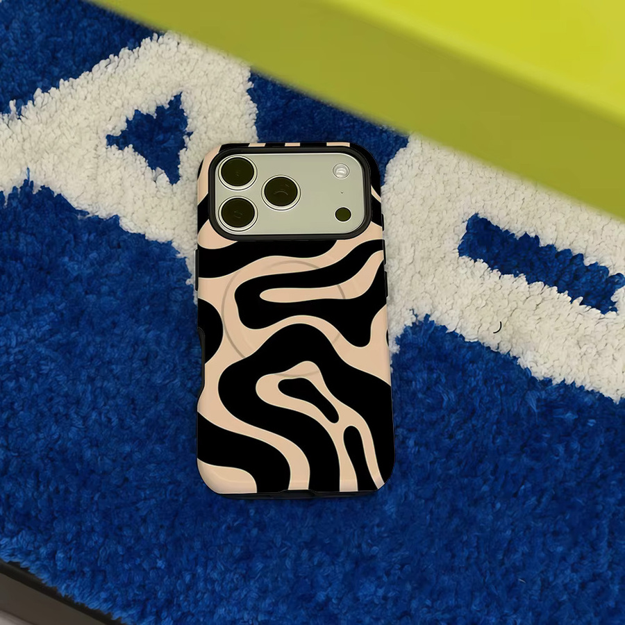 Potdemiel Robuste Magnetische Handyhülle mit abstraktem Wirbel-Design in Beige für iPhone 17 16 15 14 13 Pro Max Plus - Bild 2