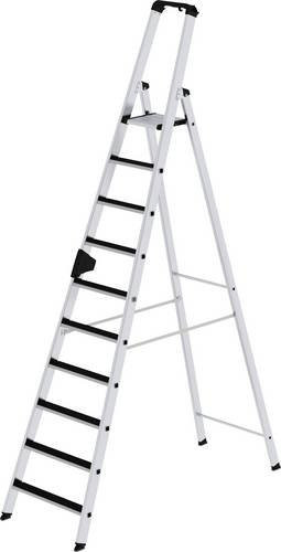 MUNK Günzburger Steigtechnik Clip-Step Aluminium Stehleiter einseitig begehbar in Silber mit 10 Stufen und einer maximalen Arbeitshöhe von 4,5 m - Bild 1