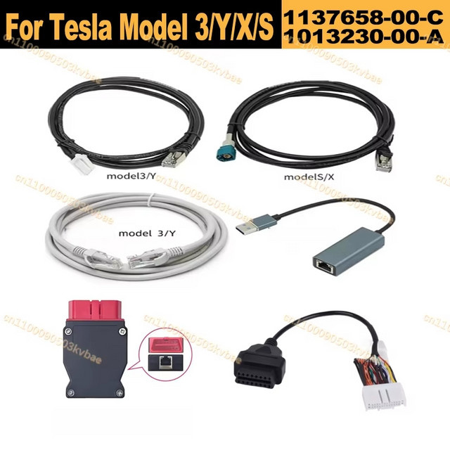 Diagnose-Servicekabel Ethernet für Tesla Model 3, Y, Model X, S in Schwarz, USB-C auf Ethernet/LAN, Länge: 1,5 bis 2 Meter, Teilenummern 1137658-00-C und 1013230-00-A - Bild 1