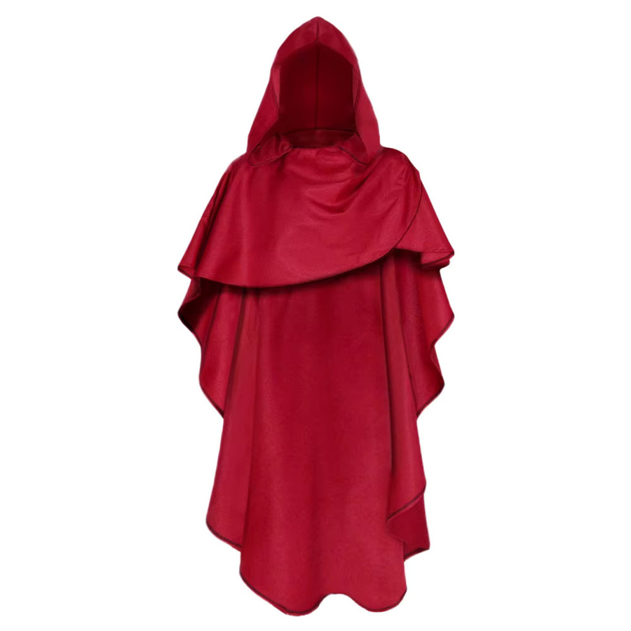 Mittelalterlicher Ritterumhang, Mönchsmantel, Rot, Plüsch / Textil - Bild 2