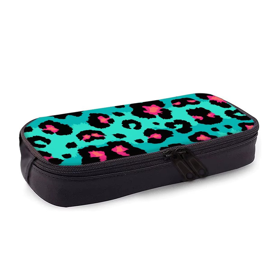Einlagiges Federmäppchen mit Leopardenmuster für Kinder in Rosa, Blau oder Mehrfarbig aus Polyester - Bild 4