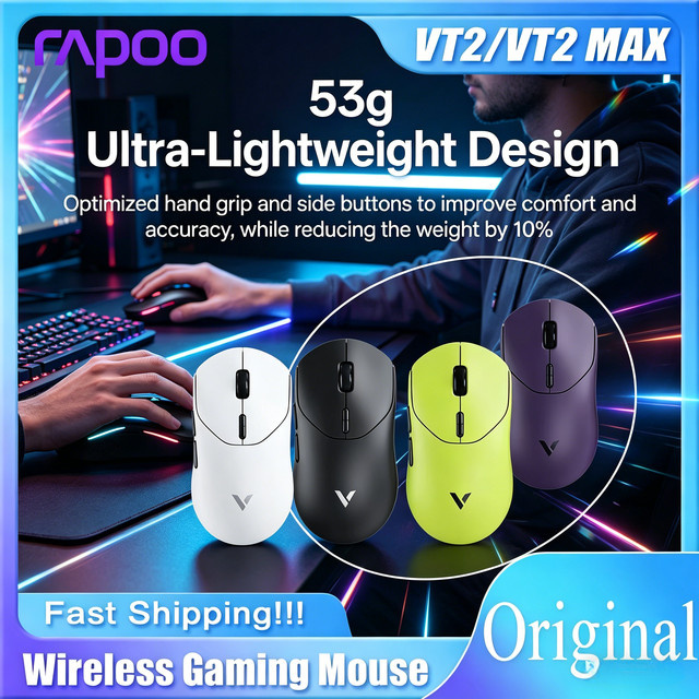 Rapoo VT2 MAX Kabellose Gaming-Maus in Weiß mit 8K Polling-Rate und 53g ultraleichtem Design - Bild 1