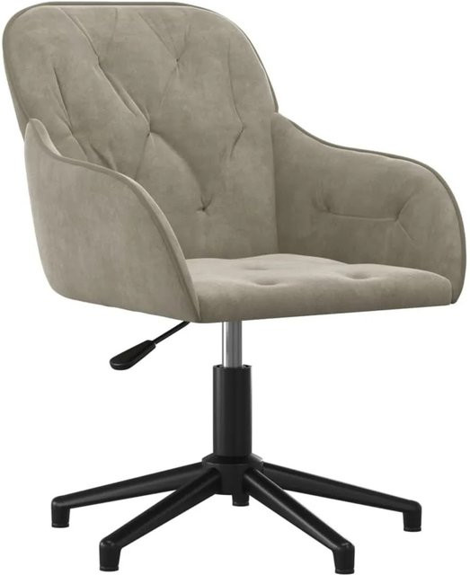 vidaXL Bürostuhl drehbar in Hellgrau aus Samt mit Armlehnen, B/T/H: 61,5 x 59 x 72 cm - Bild 1