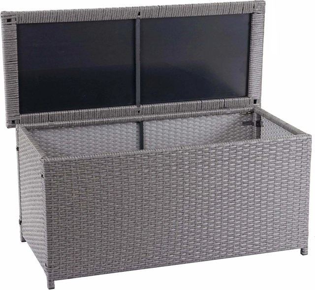 Proregal Poly-Rattan Kissenbox Basic in Grau, Gartentruhe mit 320l Volumen, H x B x T: 63 x 135 x 52 cm - Bild 1
