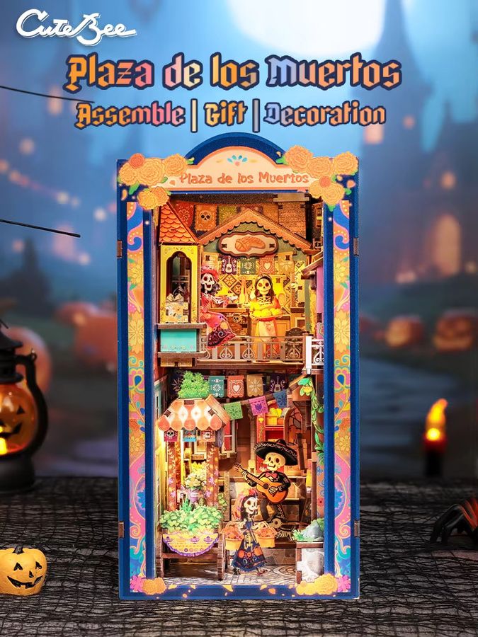 CUTEBEE 3D Holz-Puppenhaus Buchnische DIY Miniaturhaus Puzzle Multicolor für Erwachsene als kreatives Bücherregal und Raumdekoration - Bild 7