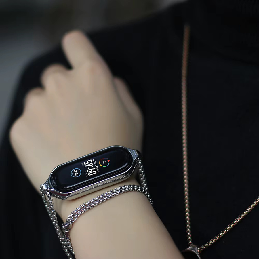 MIJOBS Halsketten-Smartarmband Xiaomi Mi Band 8, Edelstahl, Silber - Bild 2