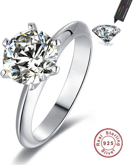 Ring 925 Silber, Moissanite, Brillant, Unisex - Bild 1