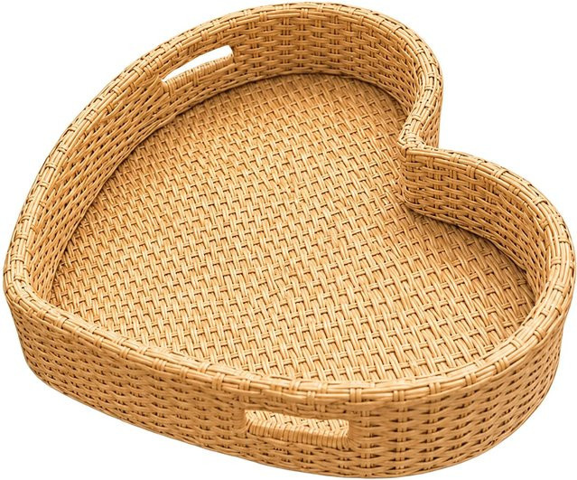 Relaxdays Schwimmtablett in Herzform aus Aluminium und Rattan in Beige und Braun, B/T/H: 60 x 60 x 20 cm - Bild 1