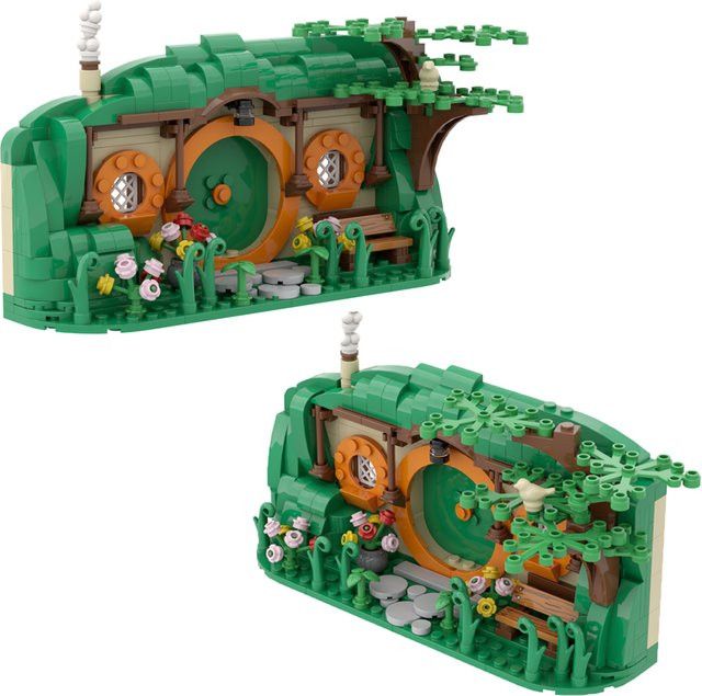 BRICKPANDA MOC Hobbit Hole Bausatz Mini Bag Filmarchitekturmodell als Desktop-Ornament und Sammlermodell - Bild 1