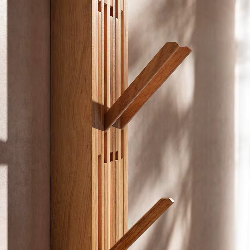 OEMG Wandgarderobe aus Buchenholz in Braun mit Hutablage und Haken für den Flur - Bild 3