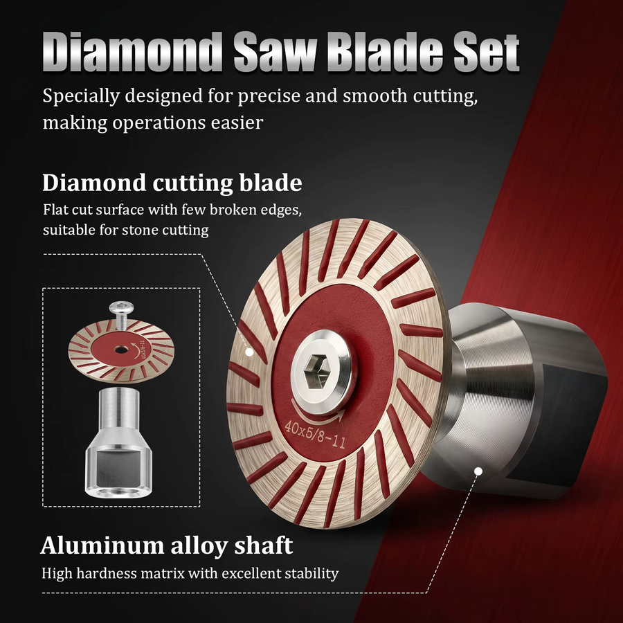 10-teiliges Diamant-Trennscheiben-Set für Kreissägen mit 40 mm Durchmesser und Aluminiumschaft inklusive Schraube - Bild 3