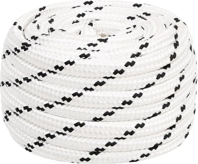 vidaXL Bootsseil aus Polyester, geflochten, Weiß, Durchmesser: 16 mm, Länge: 25 m - Bild 1