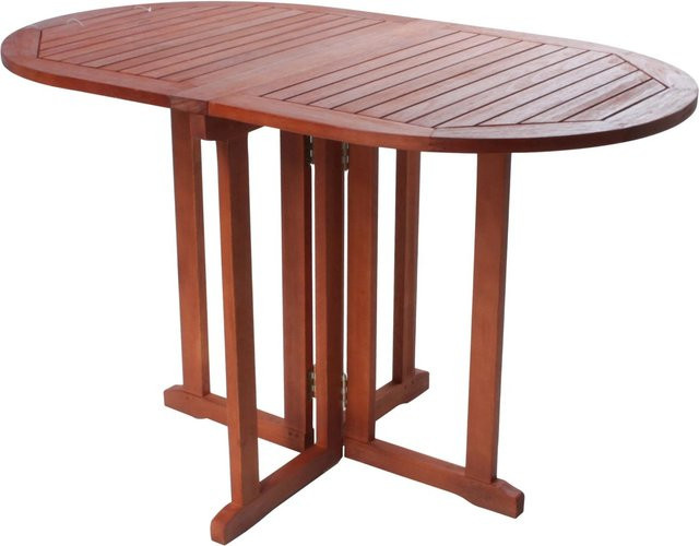 DELUKE Gartentisch NANCY Oval Klappbar aus Eukalyptusholz Natur Braun B/T/H: 120 x 70 x 73 cm - Bild 1