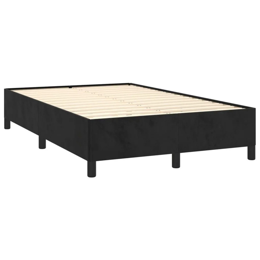 vidaXL Bettgestell aus Kiefernholz und Samt in Schwarz, B/T/H: 120 x 190 x 33,5 cm - Bild 2