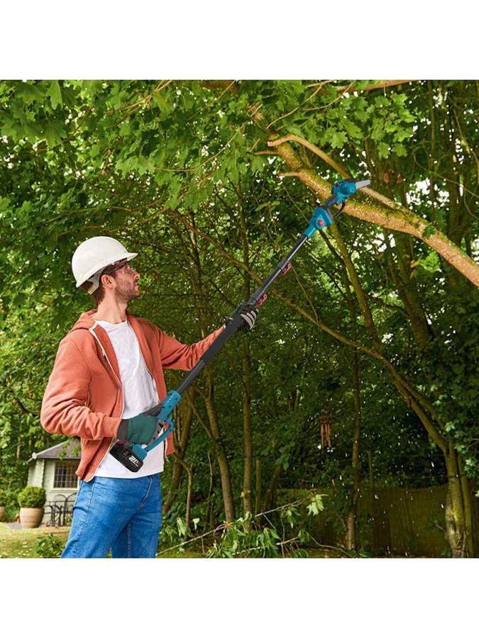 ONEVAN 4-in-1 Teleskop-Elektrokettensäge und Astschere mit bürstenlosem Motor, kompatibel mit Makita 18V LXT Akku, Blau - Bild 6