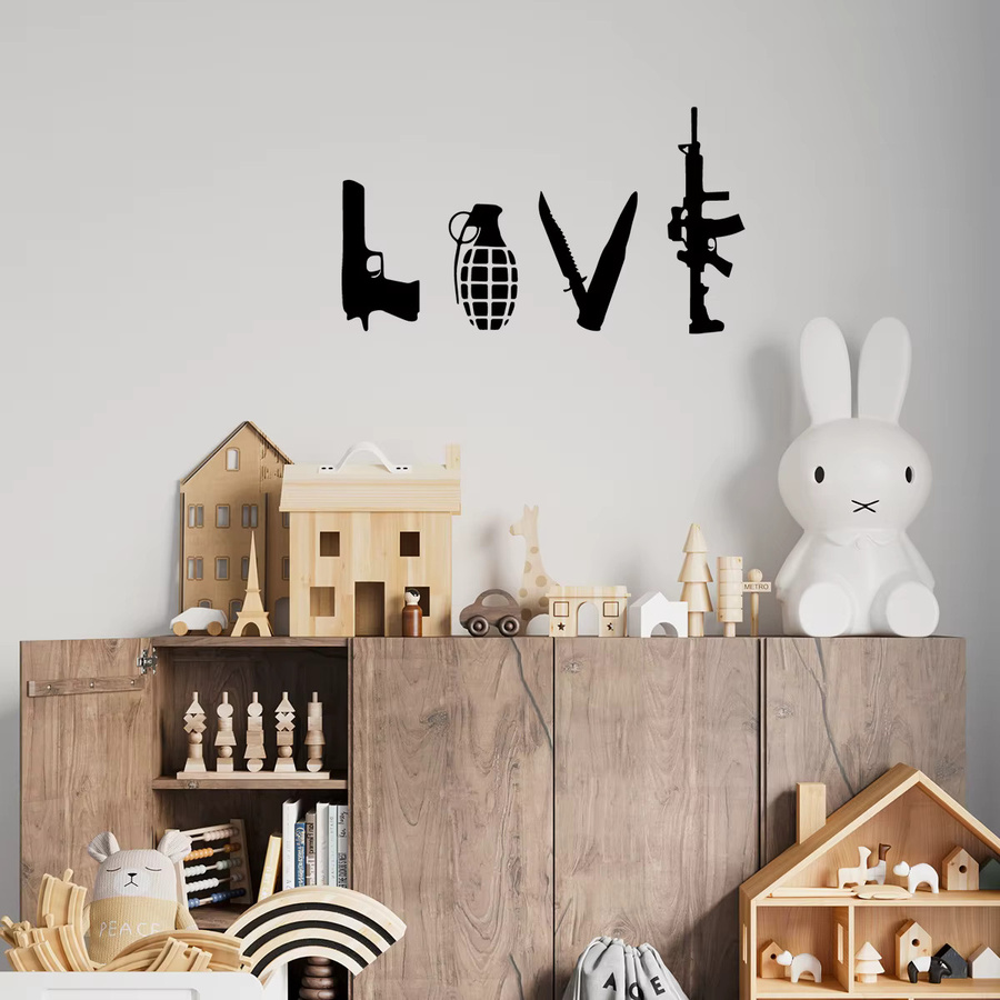 Banksy Wandkunst Wandaufkleber Moderne Dekoration in Schwarz für Wohnzimmer und Kinderzimmer - Bild 2