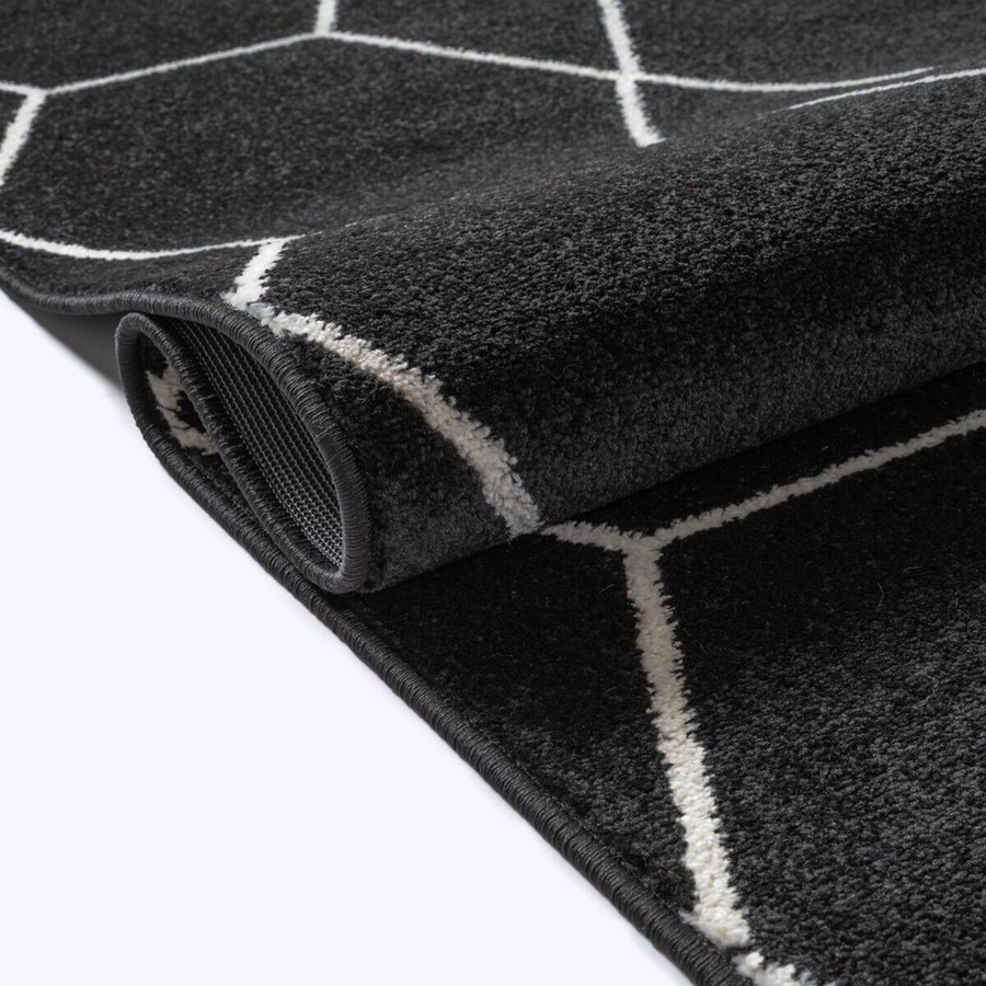 Sanat Teppich Trellis in Schwarz mit modernem Design, Breite: 80 cm, Länge: 150 cm - Bild 3