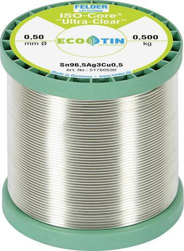 Felder ISO-Core Ultra Clear SAC305 Lötzinn Spule Sn96,5Ag3Cu0,5 Silber 0,5 kg 0,5 mm - Bild 1