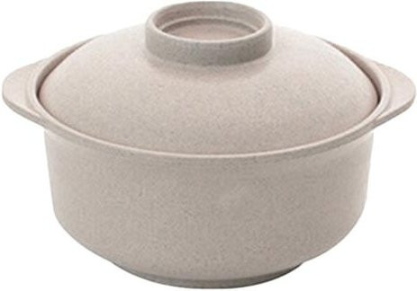 Verschleißfeste Instant-Nudelschüssel aus Weizenstroh mit Deckel in Beige - Bild 1