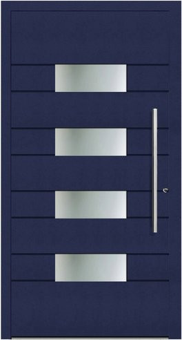 KNOCK Aluminium-Haustür Marte in Stahlblau mit Glaseinsatz, modern, Rechtsanschlag, H x B x T: 210 x 90 x 110 cm - Bild 1