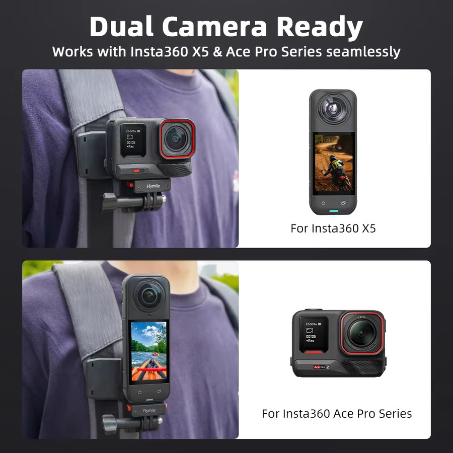 Flymile Quick Release Base Magnetischer Halterungsadapter für Insta360 X5 und Ace Pro 2 in Schwarz - Bild 3