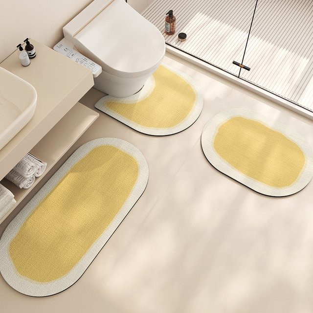 VIKAMA 3-teiliges Badezimmer-Set mit WC-förmiger Bodenmatte, schnell trocknend und saugfähig, U-Form - Bild 1