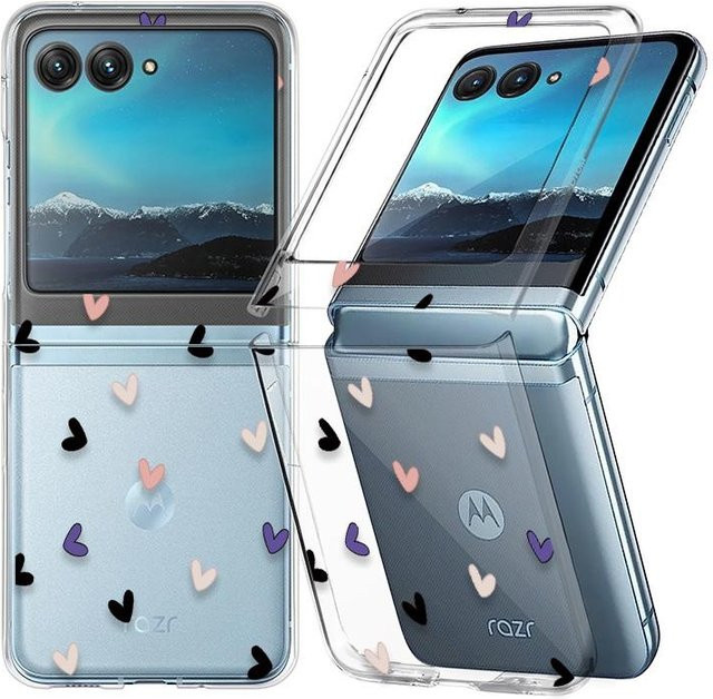 QYSFriday Stoßfeste Handyhülle mit Blumenmuster für Motorola Razr 40, Razr 50 Ultra und Razr 50, Transparent, Faltbare Bumper Schutzhülle aus hartem PC - Bild 1