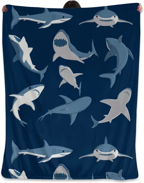 Shark Soft Flanell Decke in Blau für Unisex - Bild 1