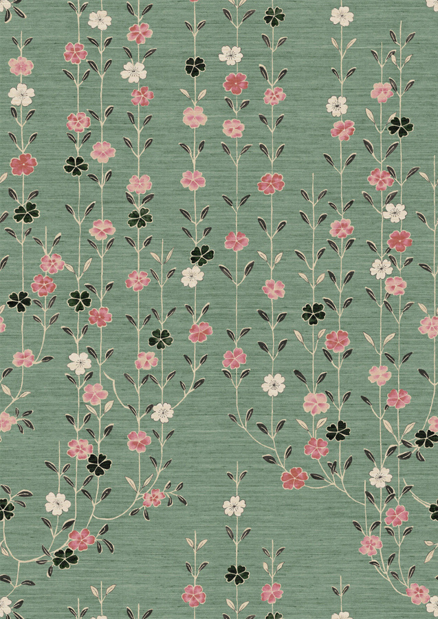 Lewis & Wood Tapete Blossom Peony Jade in Grün mit floralem Botanical-Design aus Vlies - Bild 1