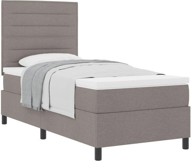 vidaXL Boxspringbett mit Matratze und Kopfteil in Taupe, B/T/H: 90 x 200 x 140 cm - Bild 1