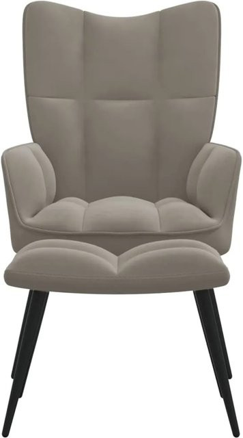 vidaXL Relaxsessel mit Hocker in Hellgrau, Samtbezug, Modernes Design mit Metallgestell - Bild 1