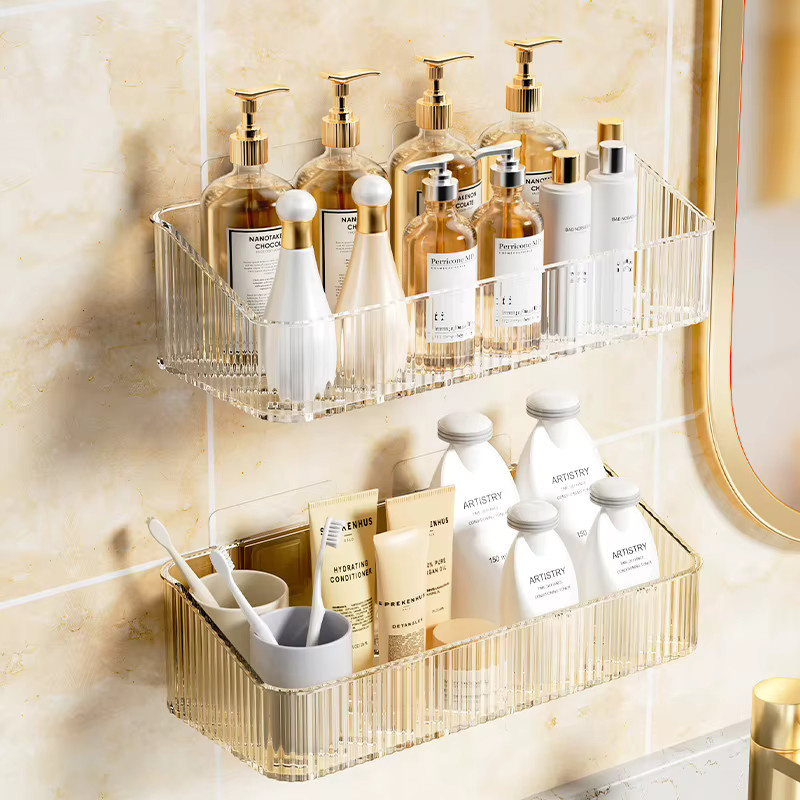 JETTING Eck-Wandregal für das Badezimmer aus Kunststoff, transparent, wandmontiert ohne Bohren - Bild 2