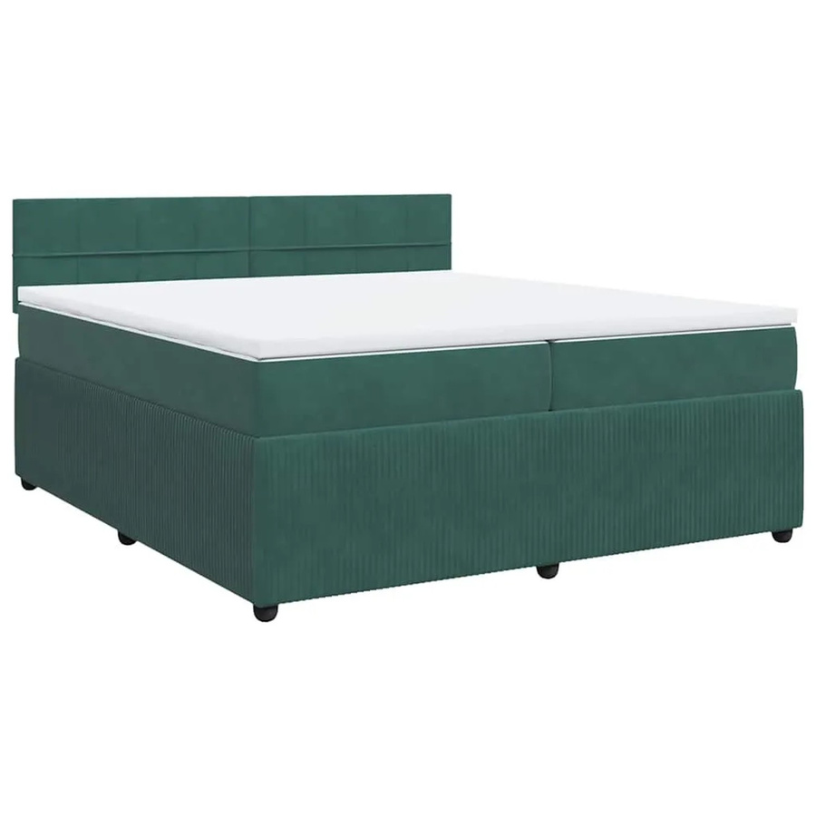 vidaXL Boxspringbett mit Matratze Dunkelgrün aus Samt mit USB-Anschluss und Unterbettbeleuchtung B/T: 200 x 200 cm - Bild 2