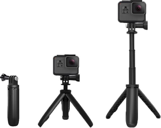 Tragbares Mini ausziehbares Stativ in Schwarz für GoPro Hero und Action-Kameras - Bild 1