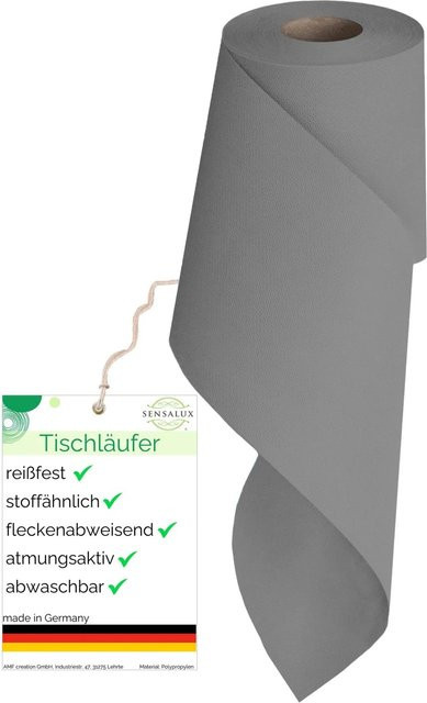 Sensalux Vlies-Tischläufer Grau, wasserabweisend und waschbar, Breite: 15 cm, Länge: 25 m - Bild 1