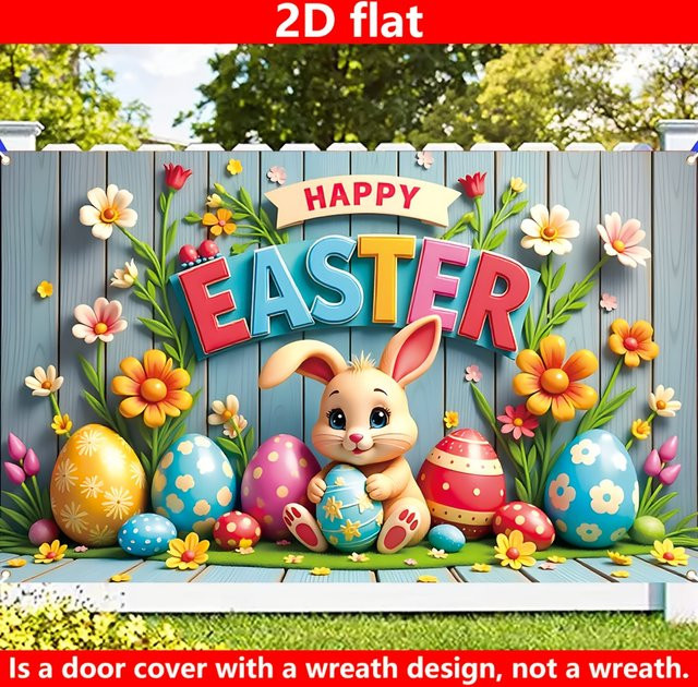 VIKAMA Osterhase-Themenbanner mit floralem Design in Mehrfarbig für Innen- und Außendekoration - Bild 1