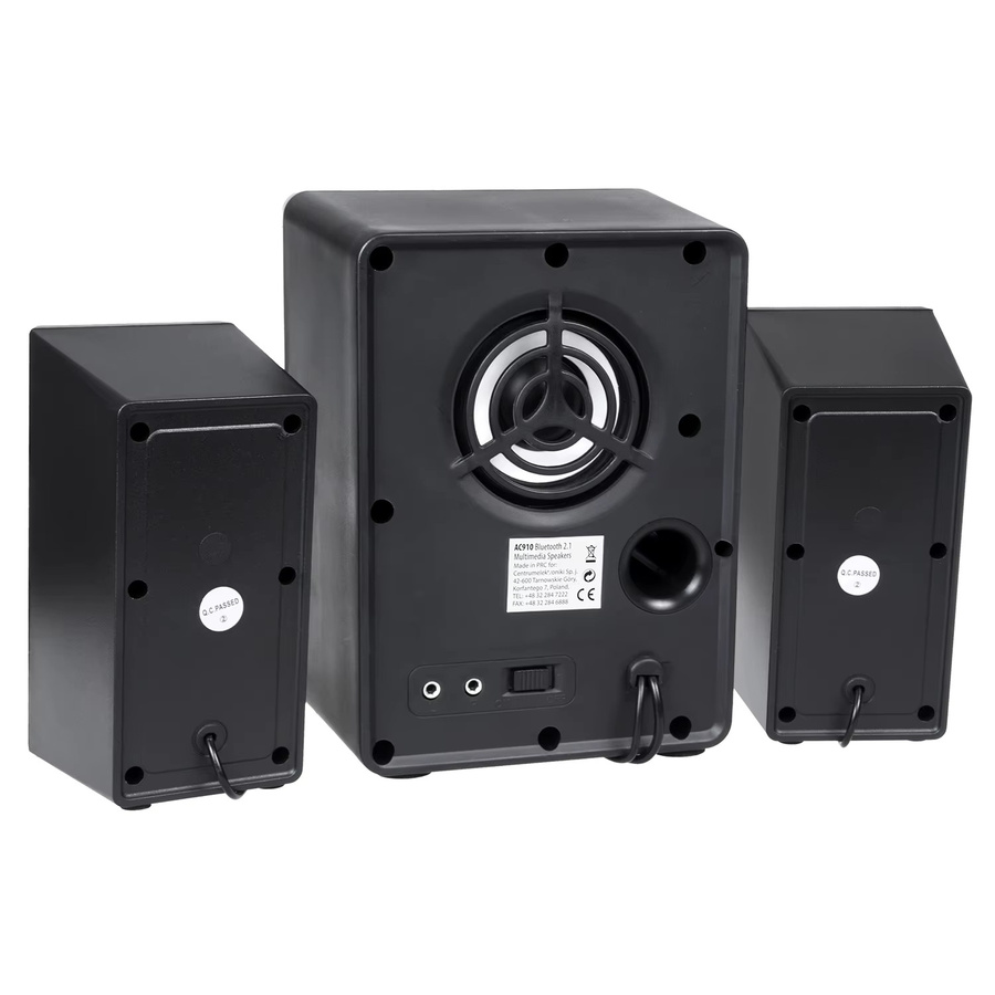 Audiocore AC910 Bluetooth-Lautsprecherset 2.1 in Schwarz mit FM-Radio, TF-Karteneingang, AUX und USB-Stromversorgung - Bild 2