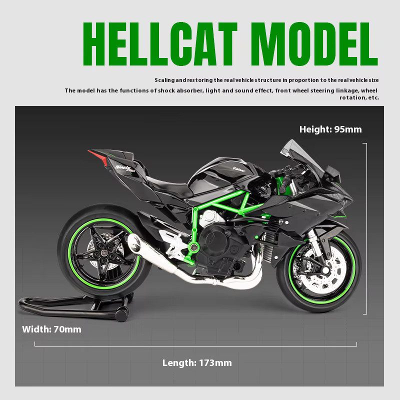 Maisto Kawasaki H2r Motorradmodell, 1:12, Metall, Schwarz - Bild 5