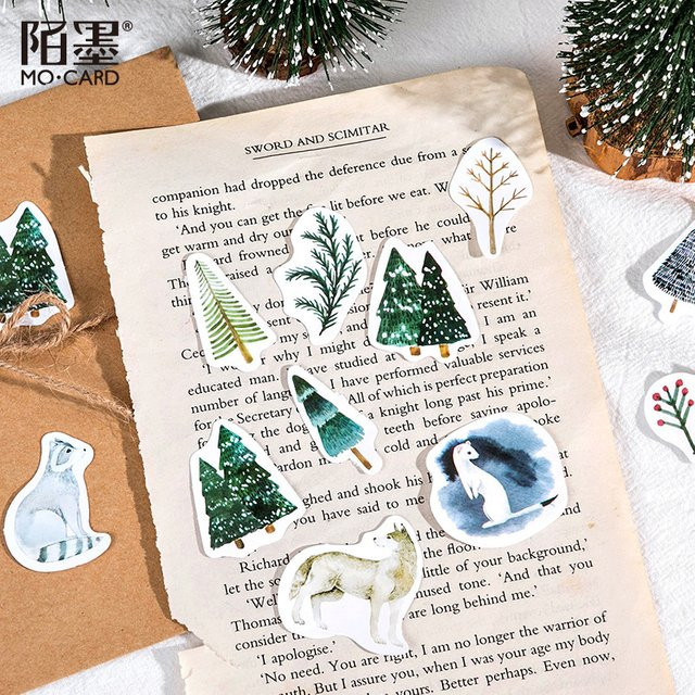 45 Stück kreative Collage Aufkleber im literarischen Wald-Stil für dein DIY Handbuch, Multicolour - Bild 1