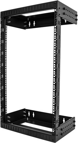 StarTech.com Open Frame Netzwerkschrank für Wandmontage, 18HE, Schwarz, Einstellbare Tiefe: 30 - 50 cm, 2 Pfosten - Bild 1