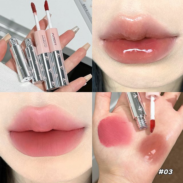QIBEST Doppelkopf-Lipgloss, rot, matt, flüssig, Unisex - Bild 1