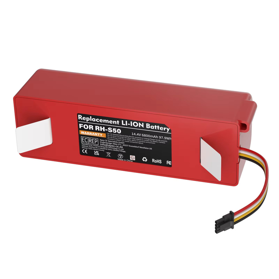 Xiaomi Ersatzbatterie für Roboterstaubsauger S50 S51 S55 S60 S5 S6 S7 S4, 6800mAh Li-Ion Akku, 14,4 V, Rot - Bild 6