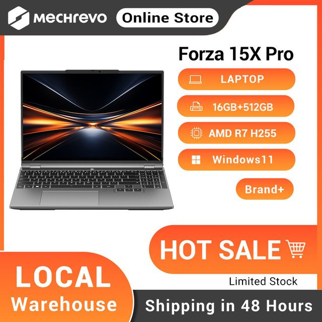 MECHREVO Forza 15X Pro Gaming-Laptop mit 15,3 Zoll Display, AMD Ryzen 7 H, 16GB RAM, 512GB SSD, Windows 11, Grau - Bild 1