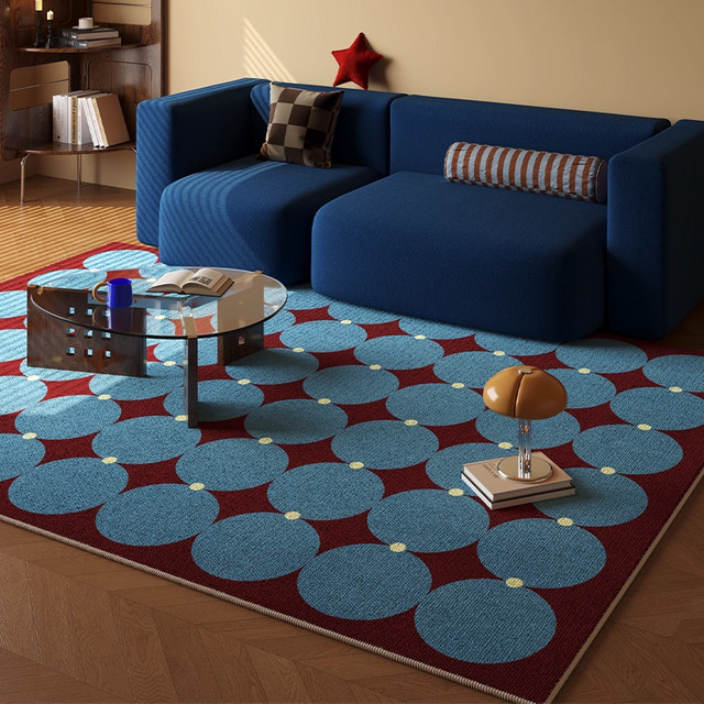 VIKAMA Vintage-Kristall-Samt-Teppich in Blau, abstraktes Design, rutschfest und schmutzabweisend, B/T: 120 x 80 cm - Bild 1