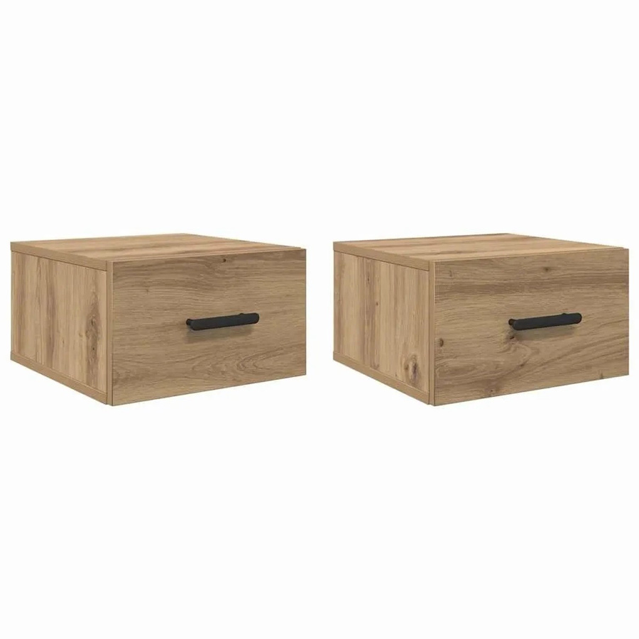 Set aus 2 vidaXL Nachttischen in Artisan-Eiche, minimalistisches Design für dein Schlafzimmer, B/T/H: 35 x 35 x 20 cm - Bild 2