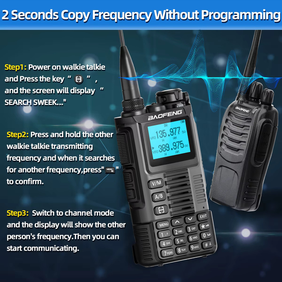 Baofeng UV-K67 Walkie Talkie Multi Band Funkgerät mit Typ-C Anschluss in Schwarz - Bild 5