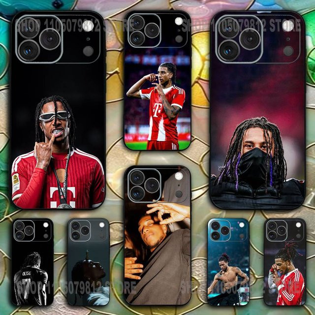 7er Set Stoßfeste Silikonhüllen für iPhone 11 bis iPhone 17 Pro Max Mini Plus mit Fußball-Design in Schwarz und Transparent von Olise - Bild 1