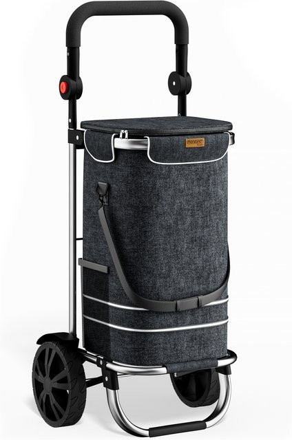 Einkaufstrolley monzana in Schwarz aus Aluminium mit 56l Fassungsvermögen, B/T/H: 31 x 24 x 54 cm - Bild 1